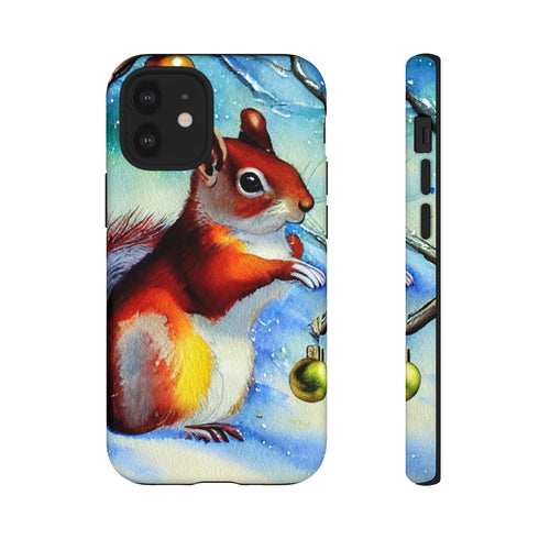 A Squirrel Decorates the Forest for Christmas - Impact Resistant Phone Case iPhone 12 Mini Matte
